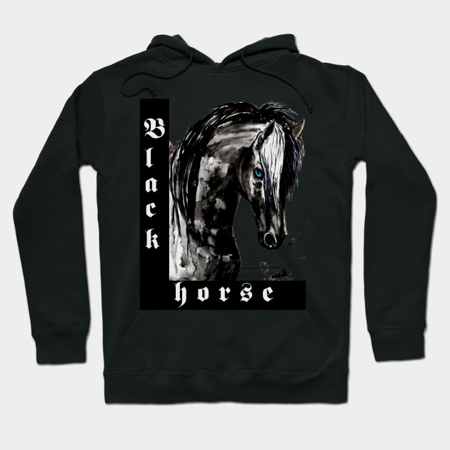 black horse Hoodie by NemfisArt